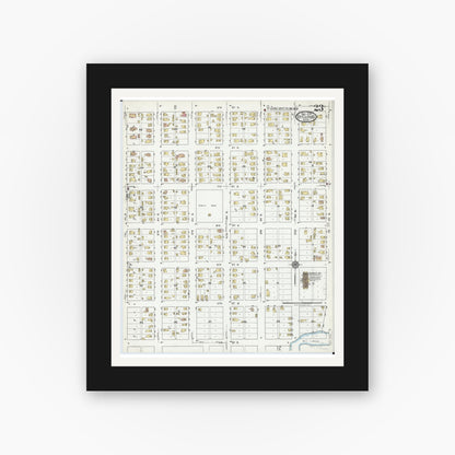 Old map wall art mockup — black gallery frame with white mat — Sanborn Fire Insurance Map from Saint Cloud, Stearns, Benton, and Sherburne Counties, Minnesota (1919), Sheet #0023