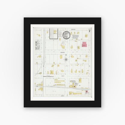 Old map wall art mockup — black gallery frame with white mat — Sanborn Fire Insurance Map from Sheldon, Iroquois County, Illinois (1900) - Complete Map Set