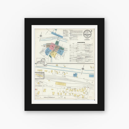 Old map wall art mockup — black gallery frame with white mat — Sanborn Fire Insurance Map from Canajoharie, Montgomery County, New York (1915) - Complete Map Set