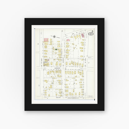 Old map wall art mockup — black gallery frame with white mat — Sanborn Fire Insurance Map from Lorain, Lorain County, Ohio (1910), Sheet #0005