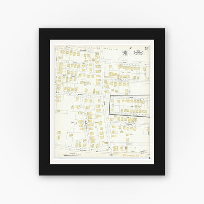 Old map wall art mockup — black gallery frame with white mat — Sanborn Fire Insurance Map from Everett, Middlesex County, Massachusetts (1903), Sheet #0003