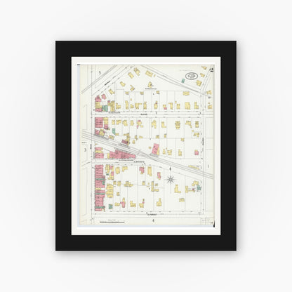 Old map wall art mockup — black gallery frame with white mat — Sanborn Fire Insurance Map from Clyde, Sandusky County, Ohio (1899), Sheet #0002