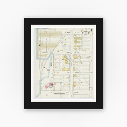 Old map wall art mockup — black gallery frame with white mat — Sanborn Fire Insurance Map from Ashland, Ashland County, Wisconsin (1895) - Complete Map Set