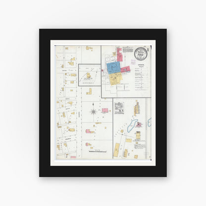 Old map wall art mockup — black gallery frame with white mat — Sanborn Fire Insurance Map from Xenia, Clay County, Illinois (1906) - Complete Map Set