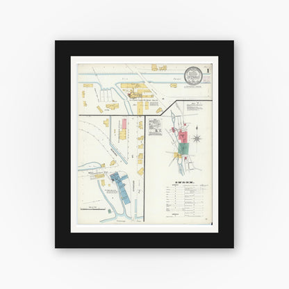 Old map wall art mockup — black gallery frame with white mat — Sanborn Fire Insurance Map from Chittenango, Madison County, New York (1906) - Complete Map Set
