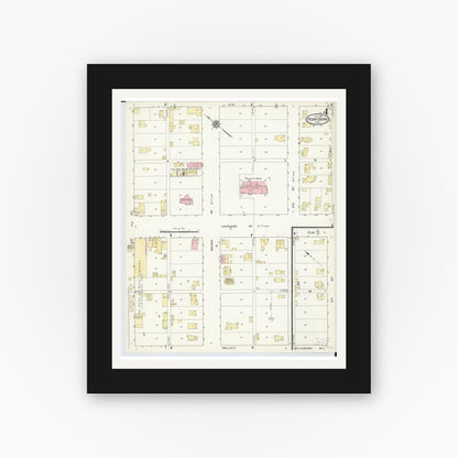 Old map wall art mockup — black gallery frame with white mat — Sanborn Fire Insurance Map from Perrysburg, Wood County, Ohio (1914), Sheet #0004