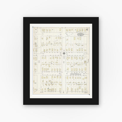 Old map wall art mockup — black gallery frame with white mat — Sanborn Fire Insurance Map from Two Harbors, Lake County, Minnesota (1914), Sheet #0006