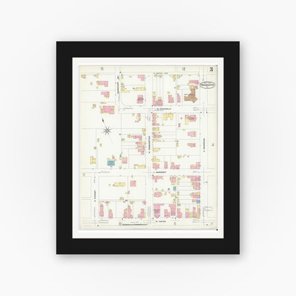Old map wall art mockup — black gallery frame with white mat — Sanborn Fire Insurance Map from Winchester, Independent Cities, Virginia (1908), Sheet #0003