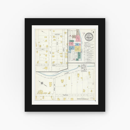 Old map wall art mockup — black gallery frame with white mat — Sanborn Fire Insurance Map from New Smyrna, Valusia County, Florida (1912) - Complete Map Set