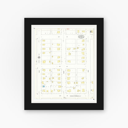 Old map wall art mockup — black gallery frame with white mat — Sanborn Fire Insurance Map from Grinnell, Poweshiek County, Iowa (1911), Sheet #0003