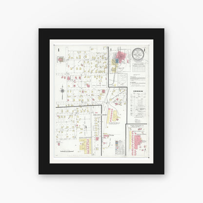 Old map wall art mockup — black gallery frame with white mat — Sanborn Fire Insurance Map from Oak Hill, Jackson County, Ohio (1940), Sheet #0001