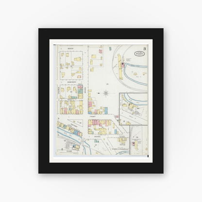 Old map wall art mockup — black gallery frame with white mat — Sanborn Fire Insurance Map from Berea, Cuyahoga County, Ohio (1893), Sheet #0003