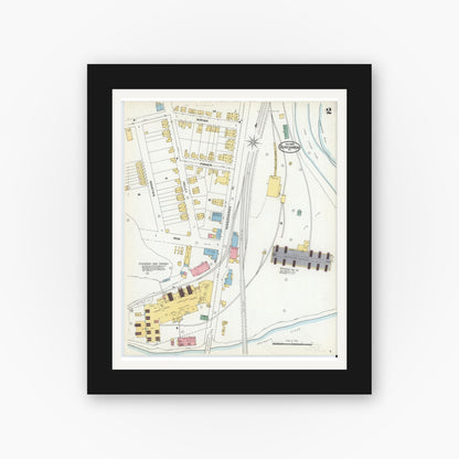 Old map wall art mockup — black gallery frame with white mat — Sanborn Fire Insurance Map from Duncannon, Perry County, Pennsylvania (1904), Sheet #0002
