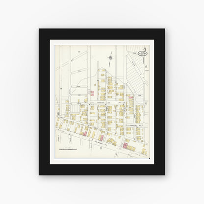 Old map wall art mockup — black gallery frame with white mat — Sanborn Fire Insurance Map from Duquesne, Allegheny County, Pennsylvania (1911), Sheet #0007