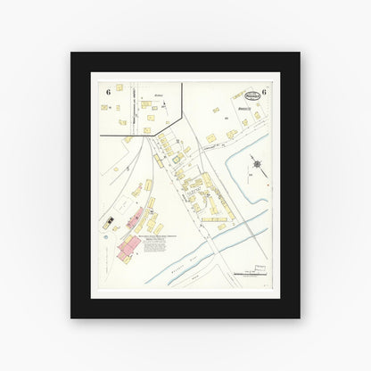 Old map wall art mockup — black gallery frame with white mat — Sanborn Fire Insurance Map from Wanaque, Passaic County, New Jersey (1923), Sheet #0006