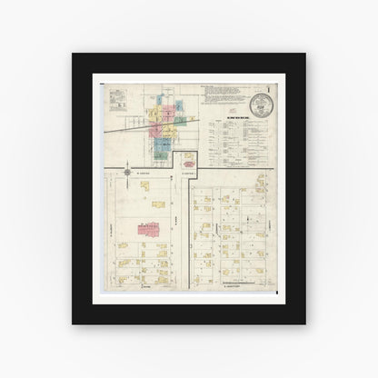 Old map wall art mockup — black gallery frame with white mat — Sanborn Fire Insurance Map from Ada, Hardin County, Ohio (1910) - Complete Map Set