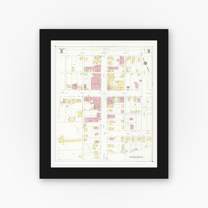Old map wall art mockup — black gallery frame with white mat — Sanborn Fire Insurance Map from Attica, Seneca County, Ohio (1938), Sheet #0002