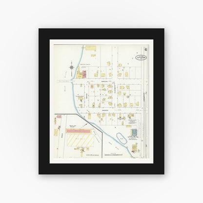 Old map wall art mockup — black gallery frame with white mat — Sanborn Fire Insurance Map from Jefferson, Jefferson County, Wisconsin (1909), Sheet #0006