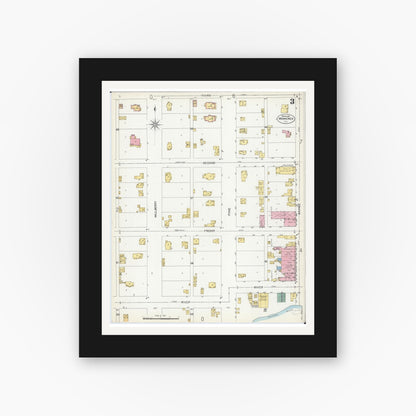 Old map wall art mockup — black gallery frame with white mat — Sanborn Fire Insurance Map from Momence, Kankakee County, Illinois (1907), Sheet #0003