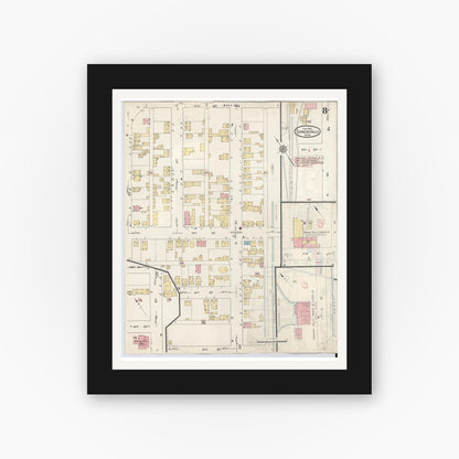 Old map wall art mockup — black gallery frame with white mat — Sanborn Fire Insurance Map from Turners Falls, Franklin County, Massachusetts (1940), Sheet #0008