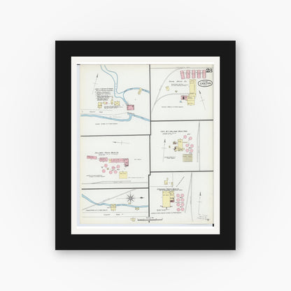 Old map wall art mockup — black gallery frame with white mat — Sanborn Fire Insurance Map from Canton, Stark County, Ohio (1891), Sheet #0028