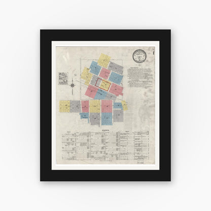 Old map wall art mockup — black gallery frame with white mat — Sanborn Fire Insurance Map from Taft, Kern County, California (1921) - Complete Map Set