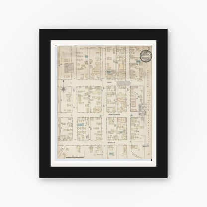 Old map wall art mockup — black gallery frame with white mat — Sanborn Fire Insurance Map from Red Jacket, Houghton County, Michigan (1884) - Complete Map Set