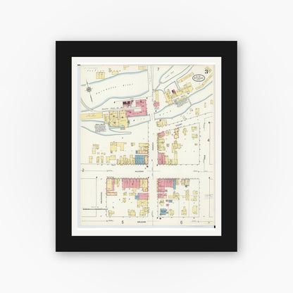 Old map wall art mockup — black gallery frame with white mat — Sanborn Fire Insurance Map from Otsego, Allegan County, Michigan (1911), Sheet #0003