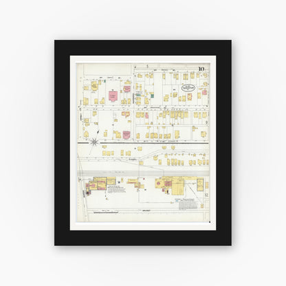 Old map wall art mockup — black gallery frame with white mat — Sanborn Fire Insurance Map from Tarentum, Allegheny County, Pennsylvania (1902), Sheet #0010
