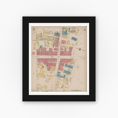 Old map wall art mockup — black gallery frame with white mat — Sanborn Fire Insurance Map from Penn Yan, Yates County, New York (1922) - Complete Map Set