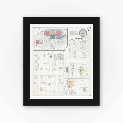 Old map wall art mockup — black gallery frame with white mat — Sanborn Fire Insurance Map from Wabasha, Wabasha County, Minnesota (1902) - Complete Map Set