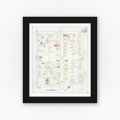 Old map wall art mockup — black gallery frame with white mat — Sanborn Fire Insurance Map from Elmore, Ottawa County, Ohio (1920), Sheet #0005