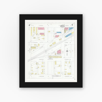 Old map wall art mockup — black gallery frame with white mat — Sanborn Fire Insurance Map from Midland, Midland County, Texas (1929), Sheet #0004