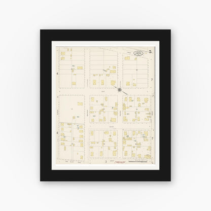 Old map wall art mockup — black gallery frame with white mat — Sanborn Fire Insurance Map from Concord, Contra Costa County, California (1917), Sheet #0005