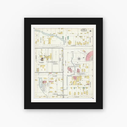 Old map wall art mockup — black gallery frame with white mat — Sanborn Fire Insurance Map from Centralia, Marion, Clinton, Jefferson, and Washington Counties, Illinois (1902), Sheet #0006