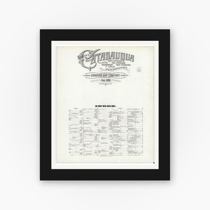 Old map wall art mockup — black gallery frame with white mat — Sanborn Fire Insurance Map from Catasauqua, Lehigh County, Pennsylvania (1908), Sheet #0001