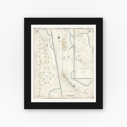 Old map wall art mockup — black gallery frame with white mat — Sanborn Fire Insurance Map from Wahiawa, Honolulu County, Hawaii (1957), Sheet #0007
