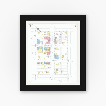 Old map wall art mockup — black gallery frame with white mat — Sanborn Fire Insurance Map from Palmyra, Jefferson County, Wisconsin (1949), Sheet #0002