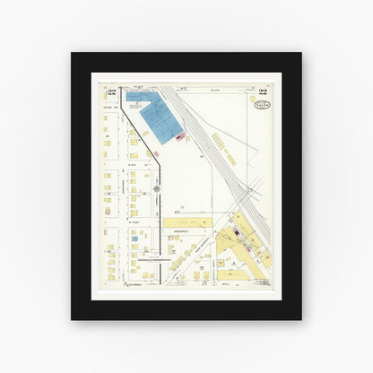 Old map wall art mockup — black gallery frame with white mat — Sanborn Fire Insurance Map from Salem, Columbiana County, Ohio (1926), Sheet #0022