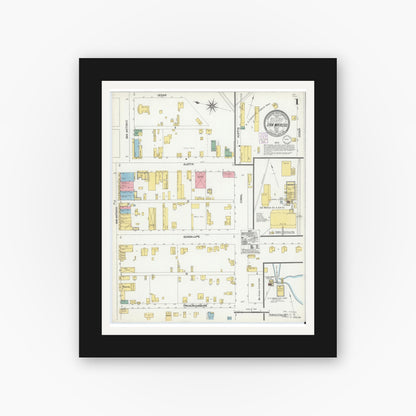 Old map wall art mockup — black gallery frame with white mat — Sanborn Fire Insurance Map from San Marcos, Hays County, Texas (1902) - Complete Map Set