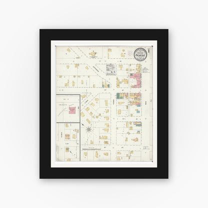 Old map wall art mockup — black gallery frame with white mat — Sanborn Fire Insurance Map from Palmyra, Jefferson County, Wisconsin (1904) - Complete Map Set
