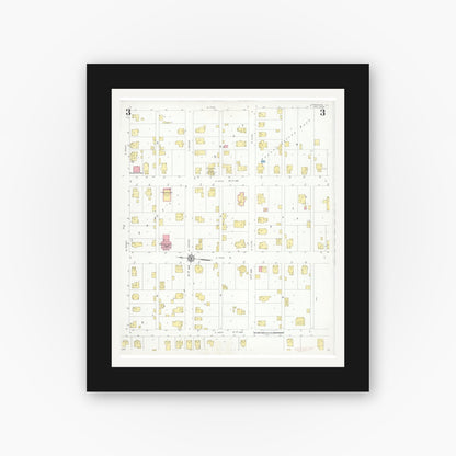 Old map wall art mockup — black gallery frame with white mat — Sanborn Fire Insurance Map from Fairmount, Vermilion County, Illinois (1933), Sheet #0003