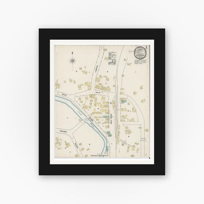 Old map wall art mockup — black gallery frame with white mat — Sanborn Fire Insurance Map from Katonah, Westchester County, New York (1890) - Complete Map Set