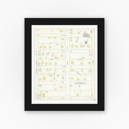 Old map wall art mockup — black gallery frame with white mat — Sanborn Fire Insurance Map from San Angelo, Tom Green County, Texas (1913), Sheet #0007