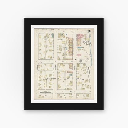 Old map wall art mockup — black gallery frame with white mat — Sanborn Fire Insurance Map from Eau Claire, Eau Claire County, Wisconsin (1883), Sheet #0010