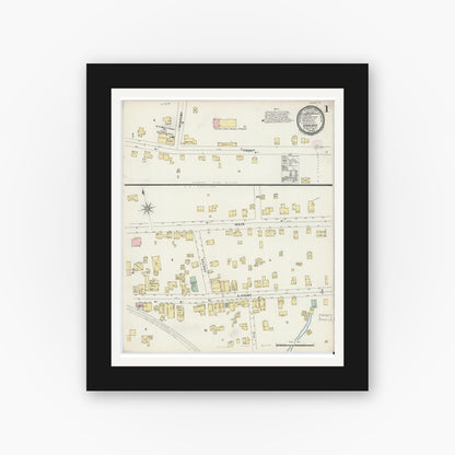 Old map wall art mockup — black gallery frame with white mat — Sanborn Fire Insurance Map from Hancock, Delaware County, New York (1897) - Complete Map Set