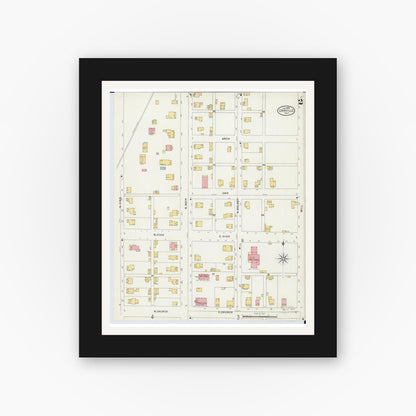 Old map wall art mockup — black gallery frame with white mat — Sanborn Fire Insurance Map from Orrville, Wayne County, Ohio (1899), Sheet #0002