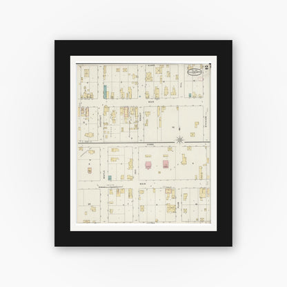 Old map wall art mockup — black gallery frame with white mat — Sanborn Fire Insurance Map from Ellsworth, Pierce County, Wisconsin (1894), Sheet #0002