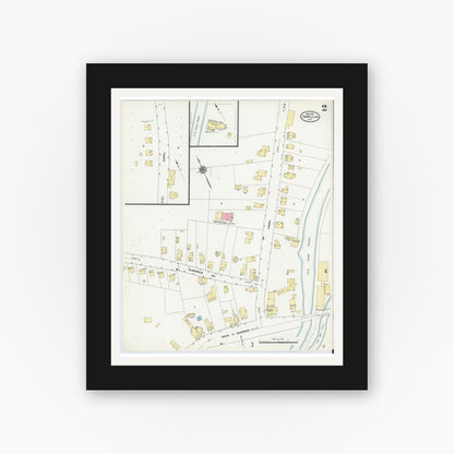 Old map wall art mockup — black gallery frame with white mat — Sanborn Fire Insurance Map from Camillus, Onondaga County, New York (1911), Sheet #0002