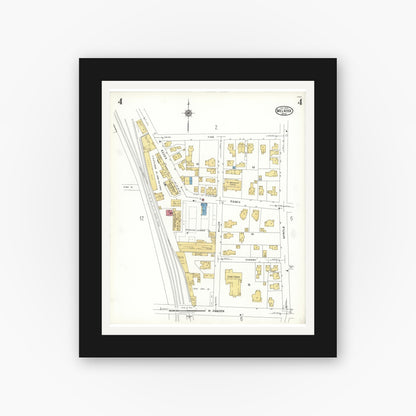 Old map wall art mockup — black gallery frame with white mat — Sanborn Fire Insurance Map from Melrose, Middlesex County, Massachusetts (1923), Sheet #0004